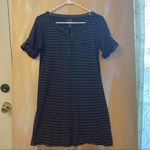 Old Navy small striped navy and tan dress